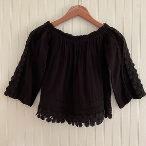Top Shop Off-The-Shoulder Embroidered Black